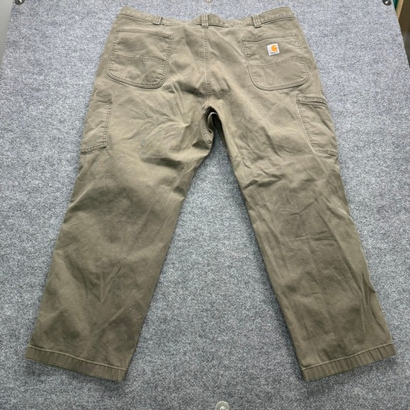 Carhartt Rugged Flex Work Pants Men's 46x30 Khaki Canvas Double Front Utility - Picture 5 of 14